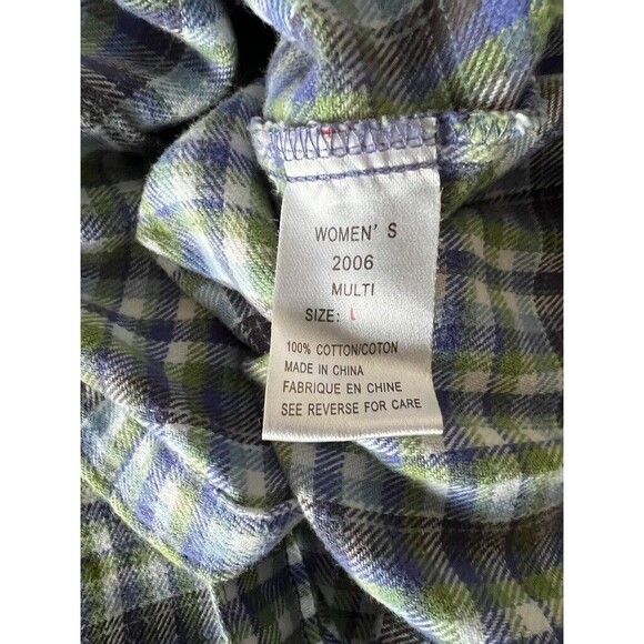 Woolrich Women's Flannel Button Up Plaid 100% Cotton Purple Green Size L Shirt - Picture 9 of 11
